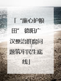 “廉心护粮田” 德阳广汉整治群腐问题筑牢民生底线