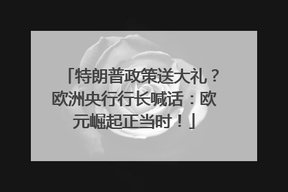 特朗普政策送大礼？欧洲央行行长喊话：欧元崛起正当时！