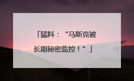 猛料：“马斯克被长期秘密监控！”