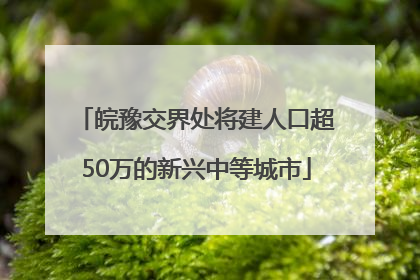 皖豫交界处将建人口超50万的新兴中等城市