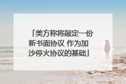 美方称将敲定一份新书面协议 作为加沙停火协议的基础