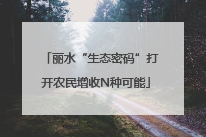 丽水“生态密码”打开农民增收N种可能