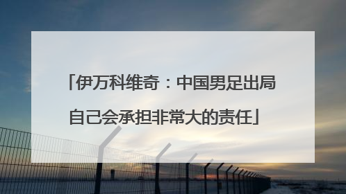 伊万科维奇：中国男足出局自己会承担非常大的责任