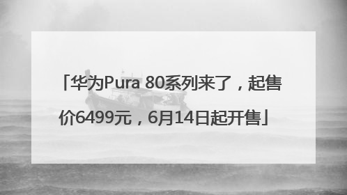 华为Pura 80系列来了，起售价6499元，6月14日起开售