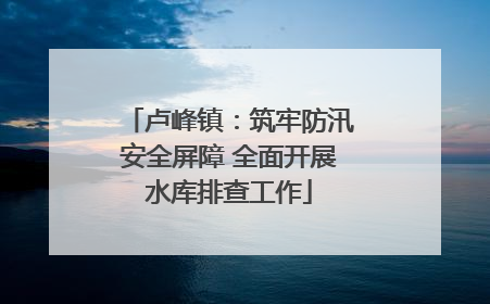 卢峰镇：筑牢防汛安全屏障 全面开展水库排查工作