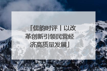 儒韵时评丨以改革创新引领民营经济高质量发展