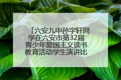 六安九中孙宇轩同学在六安市第32届青少年爱国主义读书教育活动学生演讲比赛中荣获一等奖