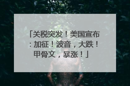 关税突发！美国宣布：加征！波音，大跌！甲骨文，暴涨！
