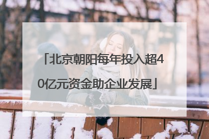 北京朝阳每年投入超40亿元资金助企业发展