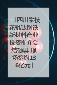 四川攀枝花钒钛钢铁新材料产业投资推介会结硕果 现场签约136亿元