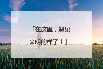在这里，遇见文明的样子！