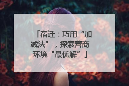 宿迁：巧用“加减法”，探索营商环境“最优解”