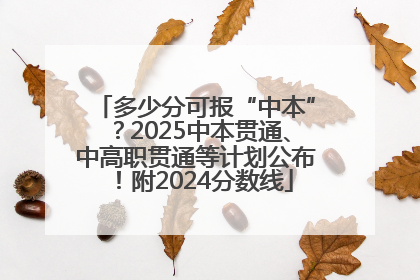 多少分可报“中本”？2025中本贯通、中高职贯通等计划公布！附2024分数线