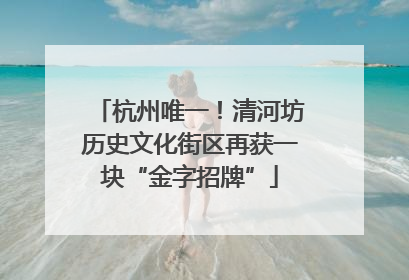 杭州唯一！清河坊历史文化街区再获一块“金字招牌”