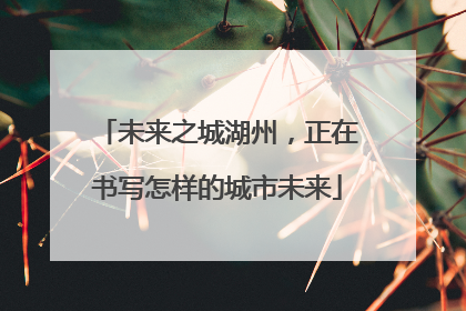 未来之城湖州，正在书写怎样的城市未来