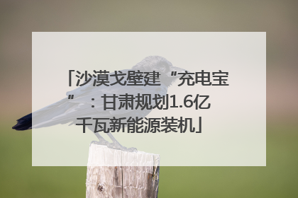 沙漠戈壁建“充电宝”：甘肃规划1.6亿千瓦新能源装机