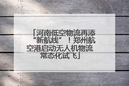 河南低空物流再添“新航线”！郑州航空港启动无人机物流常态化试飞