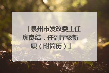 泉州市发改委主任廖良结，任副厅级新职（附简历）