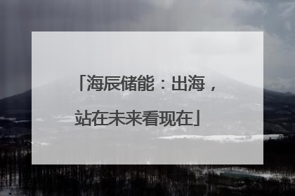 海辰储能：出海，站在未来看现在