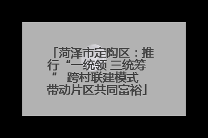 菏泽市定陶区：推行“一统领 三统筹” 跨村联建模式 带动片区共同富裕