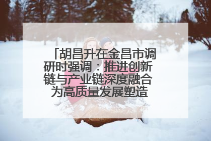胡昌升在金昌市调研时强调：推进创新链与产业链深度融合 为高质量发展塑造新动能新优势