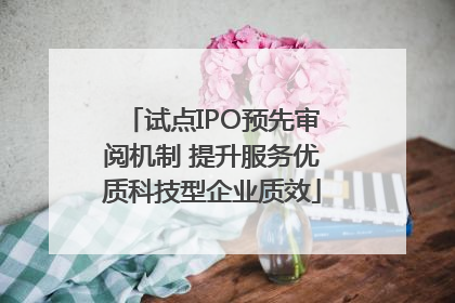 试点IPO预先审阅机制 提升服务优质科技型企业质效