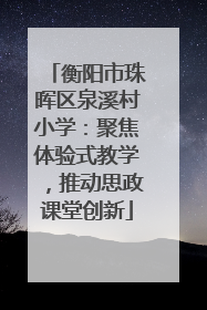 衡阳市珠晖区泉溪村小学：聚焦体验式教学，推动思政课堂创新