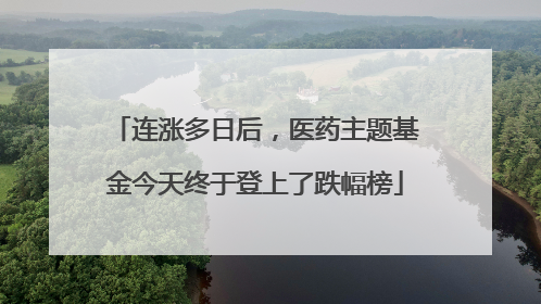 连涨多日后，医药主题基金今天终于登上了跌幅榜