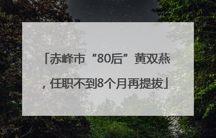 赤峰市“80后”黄双燕，任职不到8个月再提拔