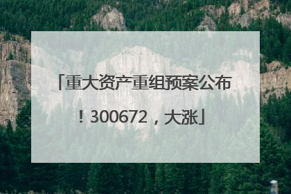 重大资产重组预案公布！300672，大涨