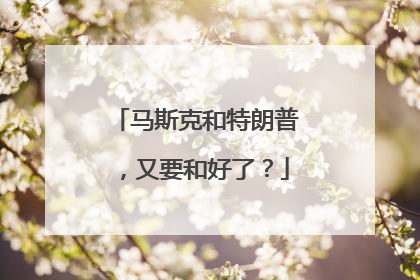 马斯克和特朗普，又要和好了？