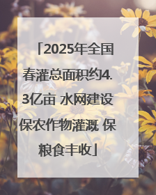 2025年全国春灌总面积约4.3亿亩 水网建设保农作物灌溉 保粮食丰收